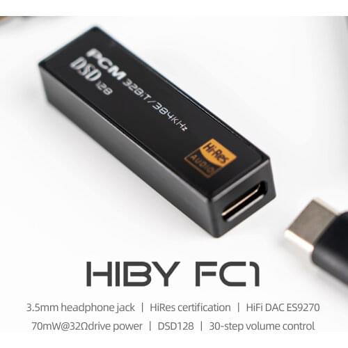 HiBy FC1 USB DAC Decoding Audio Headphone Amplifier Hires DSD128 3.5mm Output for Android iOS Mac Windows10 DAC ES9270
