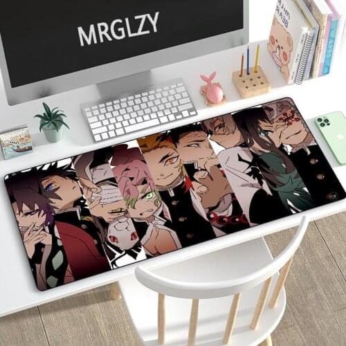 MRGLZY Kimetsu No Yaiba Gamer Mouse Pad Large Hot Anime Demon Slayer MousePad Computer Gaming Peripheral Accessories Desk Mat