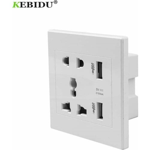 Kebidu Dual USB Port Electric Wall Charger Dock Socket Power Outlet Panel Plate Electric Wall Charger Station Socket