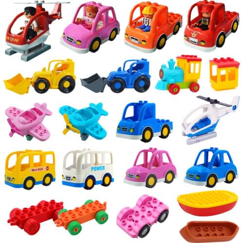 Big Size Building Blocks Compatible Large Children Kids City Traffic Bricks Car Chassis Bus Boat Train Educational Creative Toys