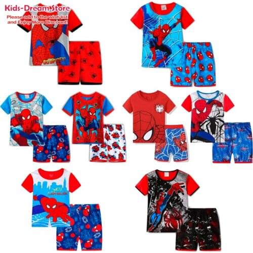 Cute Boys Cotton Pajamas Set Cartoon Cosy Round For Child Kids Short Sleeve Pyjamas Girls Boys Sleepwear Pajama Set