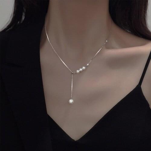 Fashion Jewelry Simulated Pearl Pendant Necklace 2021 New Design Hot Selling Chain Necklace For Girl Fine Accessories
