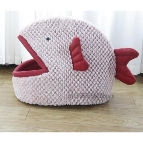 Fish Shape Cat Kennel Soft Pet House for Dogs Cats Small Animals Products Semi-enclosed Cartoon Cat Pet Beds Promotion