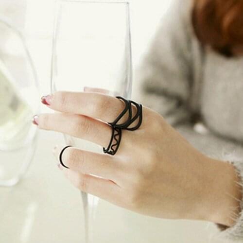 3 piece punk black women without a stack of dominoes ornament midi ring finger tip ring set