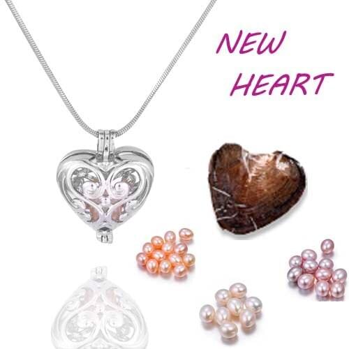 New heart shape Cage Pendant best wish colorful Pearl mix 9 style Creative birthday charming Jewelry Gifts Women Children PO115