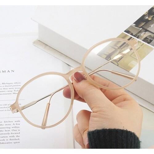 Metal Champagne Spectacle Frame Round Glasses Frame Clear Lens Myopia Nerd Anti-blue Light Fake Designer Eyeglasses Frames Women