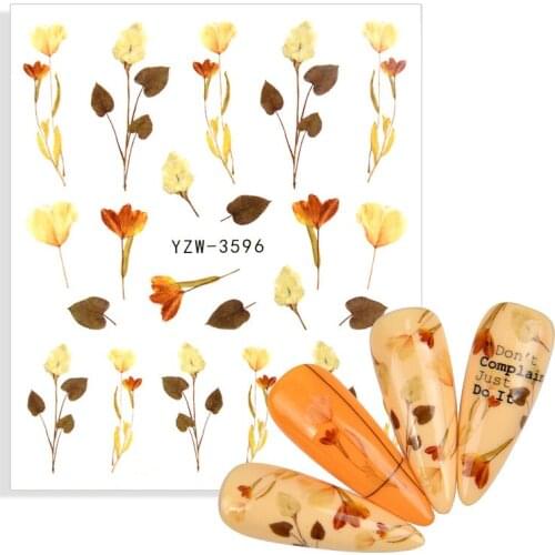 1pcs Nail Water Transfer Decal Sticker Dried Flower Green Leaf Simple Styles DIY Slider For Manicuring Nail Art Watermark Tattoo