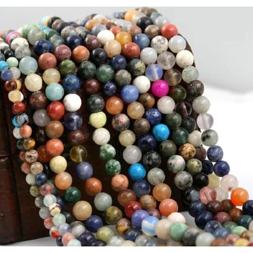 4mm 6mm 8mm Random Mixed Color Nature Loose Semi-precious Round spacer Stone Beads for DIY Fashion Bracelet Necklace Jewelry