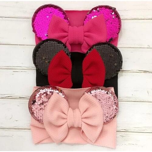 Cute Baby Girl Headband Bows Sequins Kids Turban Toddler Hair Band Headbands For Girls Elastic Haarband Baby Hair Accessories