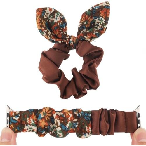 Hair Scrunchie+Band for Apple Watch 6 SE 5 4 correa iwatch 38mm 42mm Stretchable Solo Loop bracelet apple watch 44mm 40mm strap