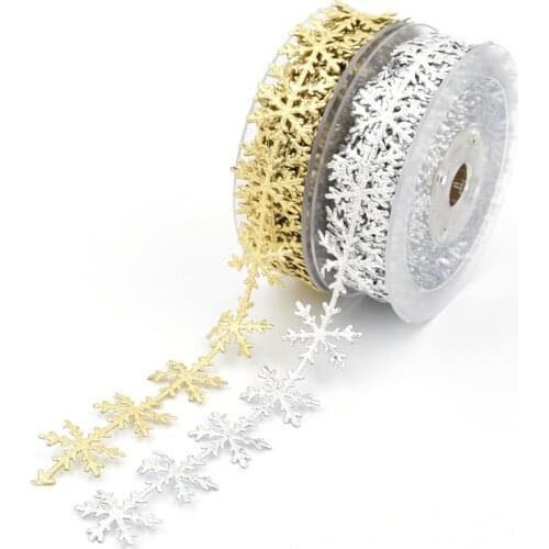 5m/lot 25mm Snowflake Christmas Ribbons for Party Festival Decorations DIY Craft Ribbons Bouquet Gifts Wrapping Supplies