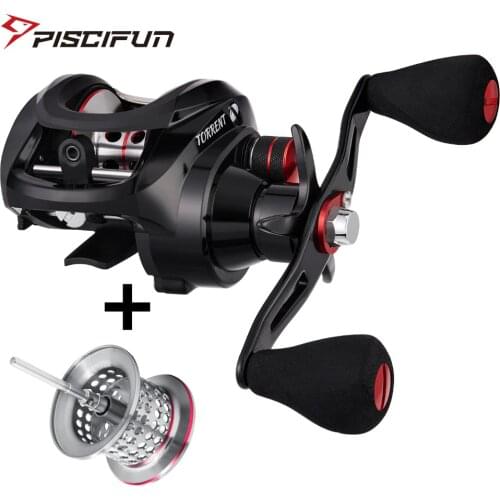 Piscifun Torrent Baitcasting Reel with Shallow Spool 8.1kg Max Drag 7.1:1 / 5.3:1 Gear Ratio 6 Bearings Low Profile Fishing Reel
