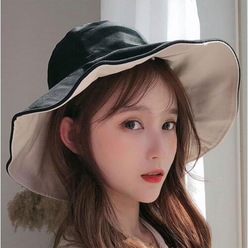 Outdoor Fishing Caps for Women Wide Brim Sun Hats Summer UV Protection Double Side Floppy Reversible Beach Bucket Hats