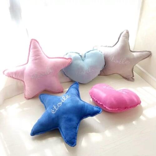 Nordic Pink Star Heart Cushion Pillow For Girl Boy Kids Baby Star Plushed Cushion Pillow For Kids Room Baby Shower Gifts