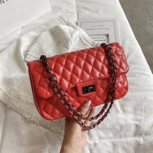 New Diamond Lattice Crossbody Bags for Women Fashion Shoulder Bag PU Leather Handbags Chain Small Luxury Designer Ladies Bags