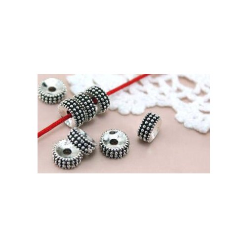 20pcs/lot 7mm Tibetan Silver Wheel beads Antique Loose Bead Spacer Beads for DIY Jewelry Making bracelet Alloy accessories