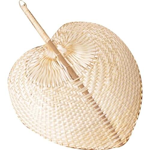 Summer Cooling Fan Pure Natural Handmade DIY Heart Shaped Bamboo Woven Fan Artificial DIY Woven Cooling Fan Home Decoration