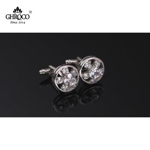 GHROCO High Quality Exquisite Round Zircon French Shirt Cufflinks Fashion Luxury Gifts Business Men and Women Groomsmen Best-man