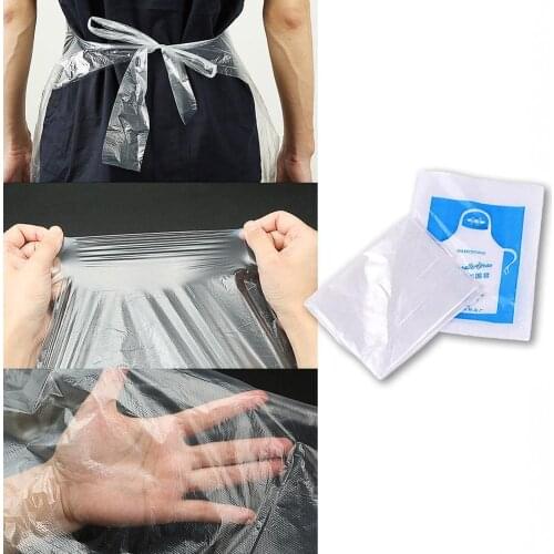 10/50/100 Pcs Plastic Adult Children Disposable Waterproof Dustproof Transparent Painting Cooking Apron Disposable apron