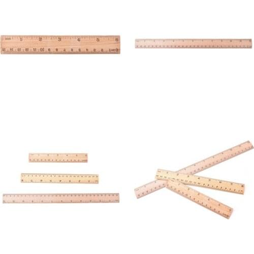 15cm 20cm 30cm Wooden Ruler Metric Rule Precision Double Sided Measuring Tool Learning office Stationery High Quality