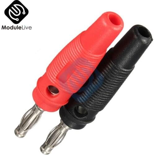 2PCS Nickel Plated Solderless Speaker Banana Plug Audio Jack Connector Red Black