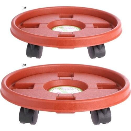 2Pcs Plant Flower Pot Bottom Stand Trolley Portable Planter Tray With Wheels(Triple-Cornered Wheel + Four Corner Wheel)