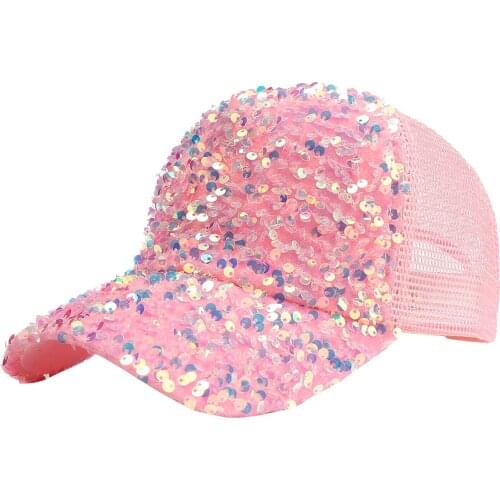 2021 Summer Beach Women Sequins Mesh Hats Adjustable Breathable Baseball Cap Outdoor Travel Sunscreen Sun Hat gorras mujerA40