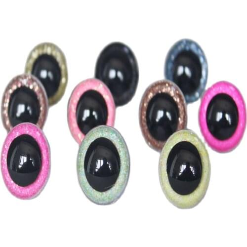 40PCS glitter colorful eyes 22mm 24mm 26mm 28mm 30mm 40mm 50mm round plastic clear glitter toy safety eyes with washer--Y10