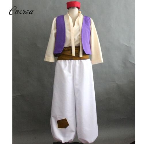 Aladdin and The Magic Lamp Aladdin Costume Men Adult Hat Top Vest Pants Clothing Set Suit Cosplay Holloween Party