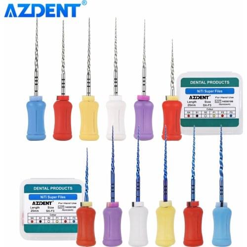 Dental NiTi Hand Use Heat Activated Super Rotary File Endodontic Root Canal Files 25mm SX-F3 6Pcs/Pack Dentist Instruments