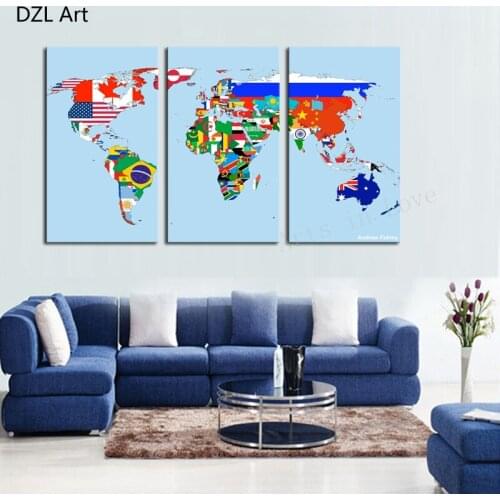 Unframed 3 panels Hot Sell Beautiful map Modern Home Wall Decor painting Canvas printing Art HD printing Painting