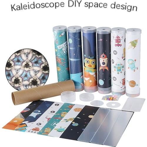 1set DIY Colored Rotating Kaleidoscope Kits Science Experiment Educational Craft Kid Brain Hands-Eyes Cooperation Training Toy