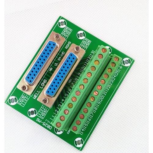 D-SUB DB25 Double Female Header Breakout Board, Terminal Block, Connector