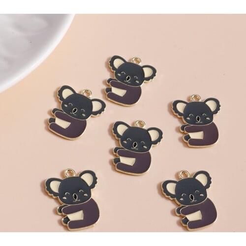 10pcs 21*21 Enamel Koala Charms for Jewelry Making DIY Cute Mini Animal Charms Necklaces Pendants Earrings Handmade Accessories