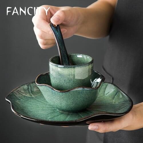FANCITY Lotus vintage cutlery, bowl set, restaurant dishes, spoon cups
