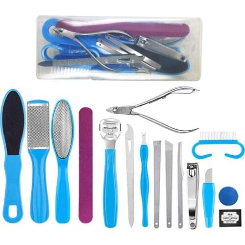 Hot pin board 16 in 1 medic pedicure to go dead leather sickle nail scissors set tool