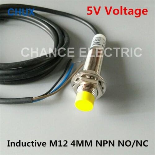 Inductive Proximity Sensor NPN 5V DC Cylinder Type M12 NO+NC 4mm Detect Distance Position Switch