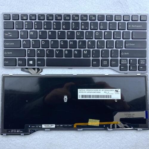US Backlit Laptop Keyboard For Fujitsu Lifebook T725 T726 with Silver Frame US Layout