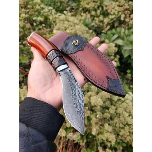 Ebony handle Collections Damascus Steel Straight Knives, Mountaineering Outdoor Camping Utility Knife, Collection Gift Knife