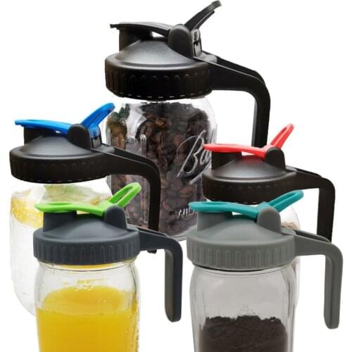 Mason Jar Lids with Handle Unlined Ribbed Plastic Cup Lid for Regular Mouth Mason Cannings Leakproof Storage Bottle Caps Cover