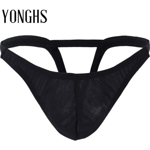 Mens Lingerie Sexy G-string Gay Underwear Bulge Pouch Hollow Out Briefs with Inverted Triangle Rear for Sex Erotic Male Panties