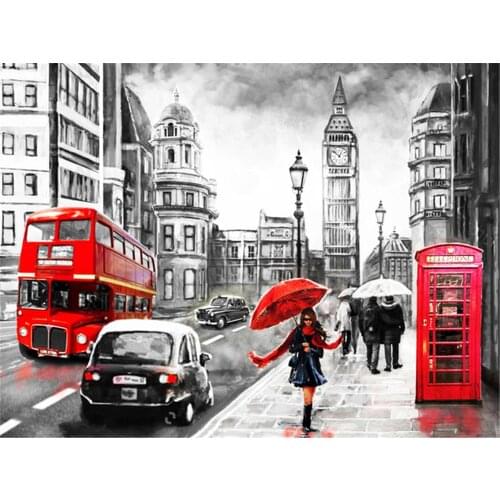 Landscape Street DIY Embroidery 11CT Cross Stitch Kits Needlework Craft Set Printed Canvas Cotton Thread Home Sell