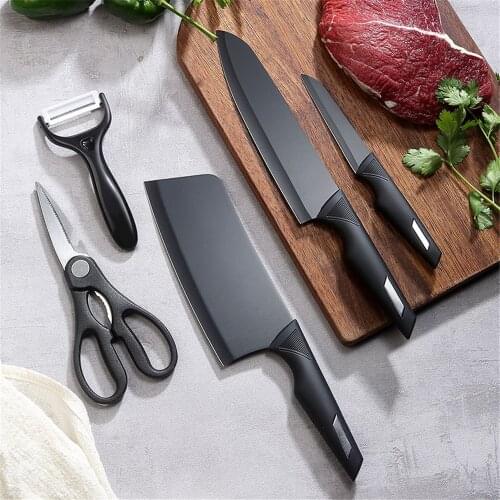 5PCS Set of Kitchen Knife Set Kitchen Device Sets Knives Cooking Japanese Knives Stainless Steel Chef Knife Peeler Butcher Knife