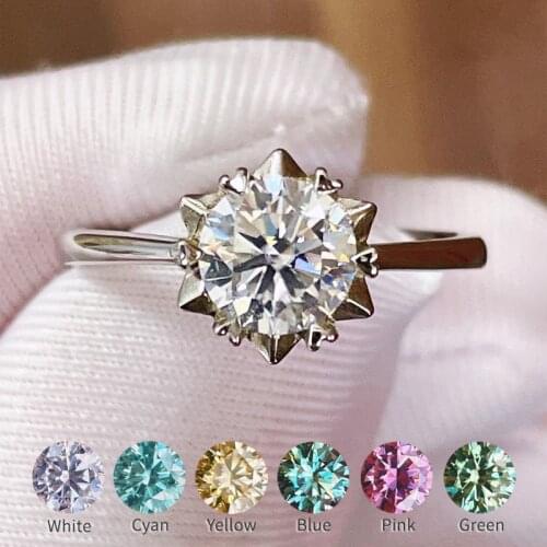 Real 100% moissanite ring size 6.5mm 1CT adjustable Resizable snowflake design 925 Sterling Silver lab Diamonds Anniversary Ring