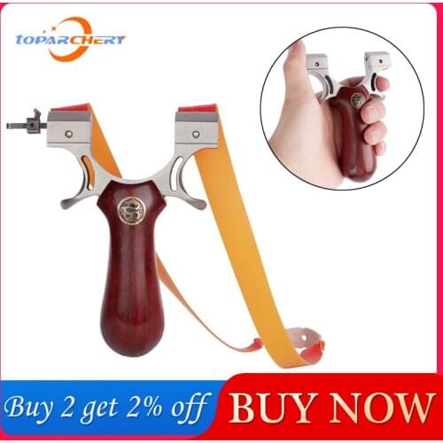 New Professional Hunting Slingshot Rosewood Brass Patch Titanium Alloy Outdoor Hunting Competitive Ejection Rubber Band Slingsho