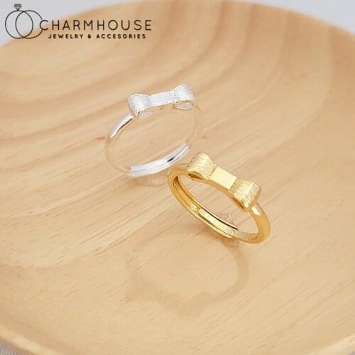 Engagement Rings For Women 925 Silver/ 18K Gold GP Bowknot Finger Ring Anillo Bague Femme Bague Femme Wedding Jewelry Bijoux