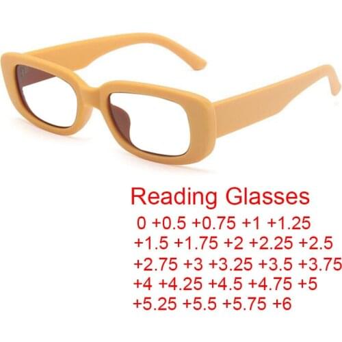 2021 New Rectangle Anti Blue Light Reading Glasses Women Fashion Small Square Frame Computer Glasses Retro Clear Orange Oculos