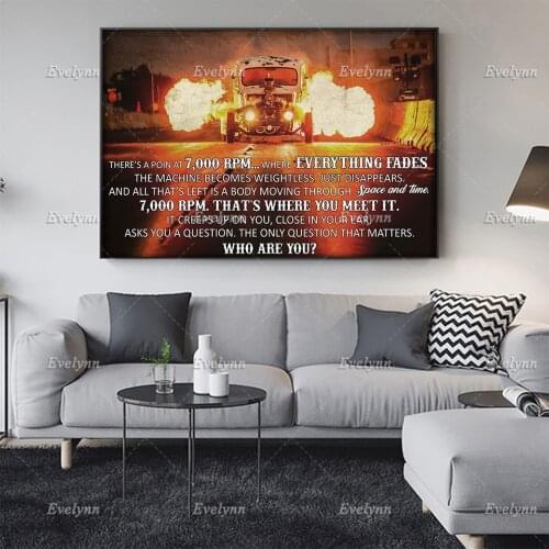 Drag Racing Auto Racing Driver Race Car Poster Theres A Point At 7000 Rpm Wall Art Prints Home Decor Canvas Gift Floating Frame