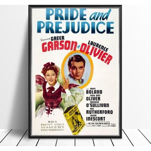 Pride and Prejudice (1940) Poster American Film Adaptation Wall Decor Print Greer Garson Laurence Olivier Art Gift