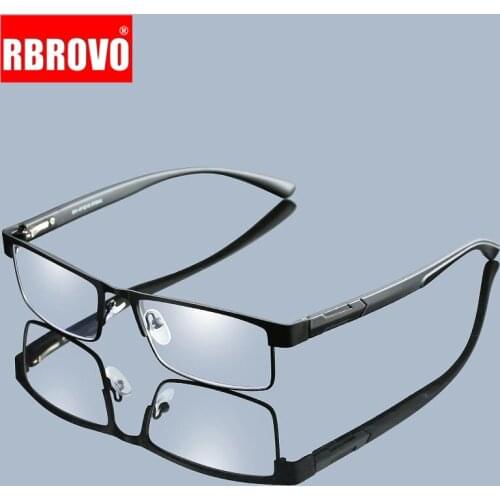 RBROVO Men Titanium Alloy Reading Glasses Non Spherical 12 Layer Coated Retro Business Hyperopia Prescription Eyeglasses Women